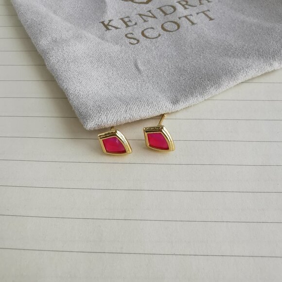 Monica Gold Light Burgundy Illusion Stud Earrings - Kendra Scott - Picture 3 of 4